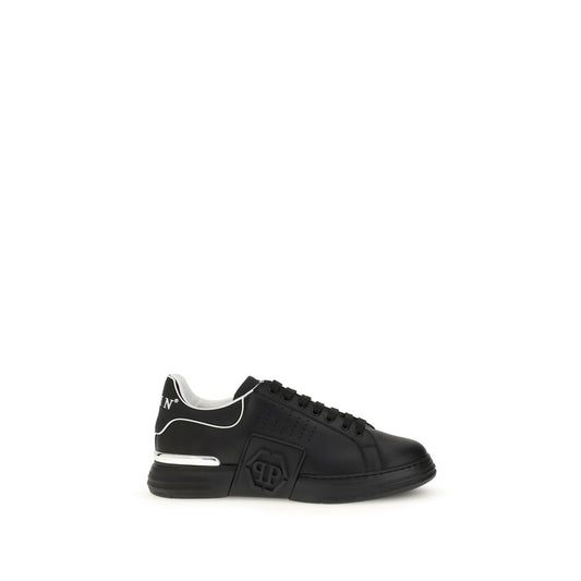 Philipp Plein Schwarze Kalbshaut Bos Taurus Sportschuhe