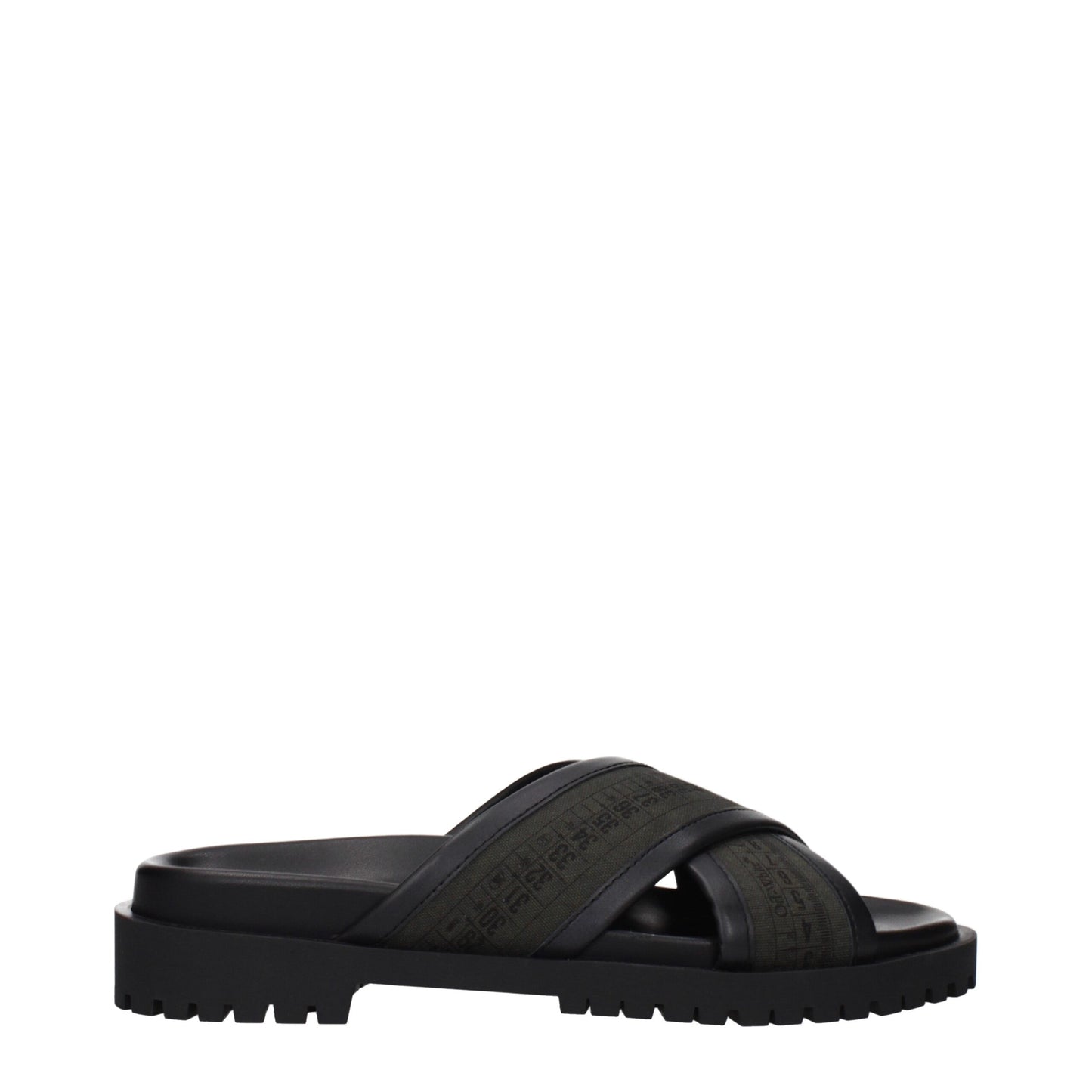 Off-White Grüne Stoff-Sandalen