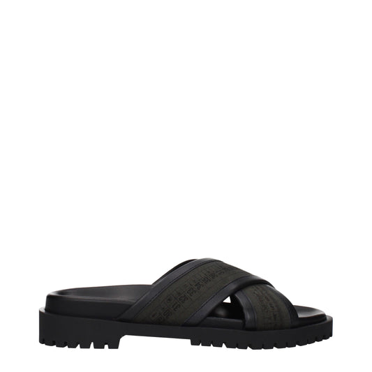 Off-White Grüne Stoff-Sandalen