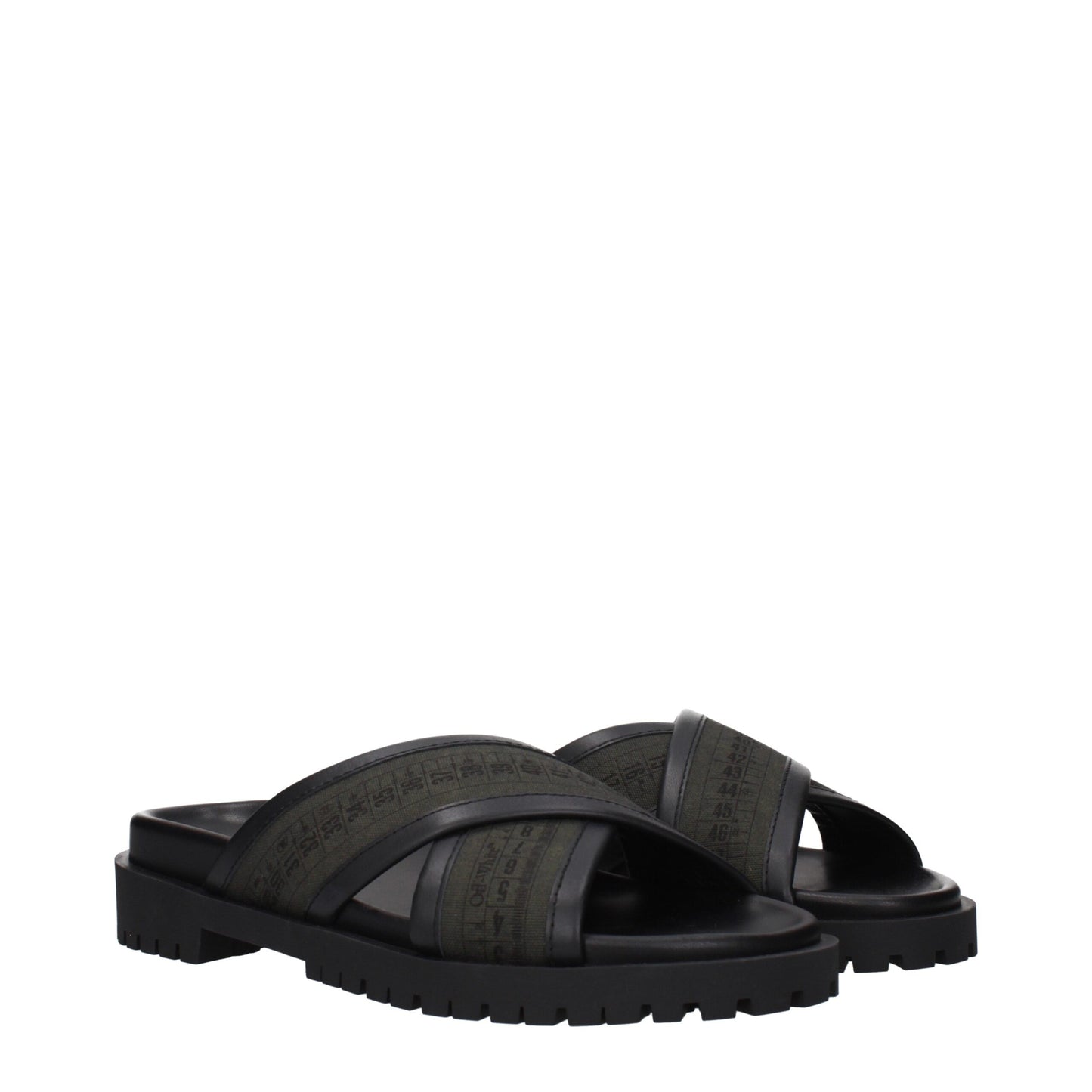 Off-White Grüne Stoff-Sandalen