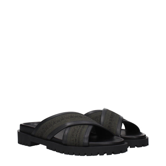 Off-White Grüne Stoff-Sandalen