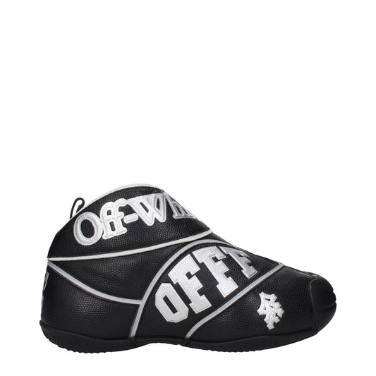 Off-White Schwarze Leder-High-Top-Sneaker