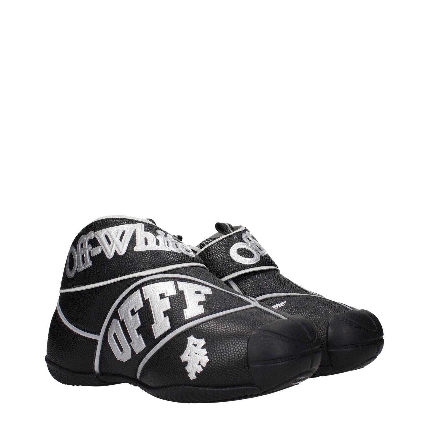 Off-White Schwarze Leder-High-Top-Sneaker