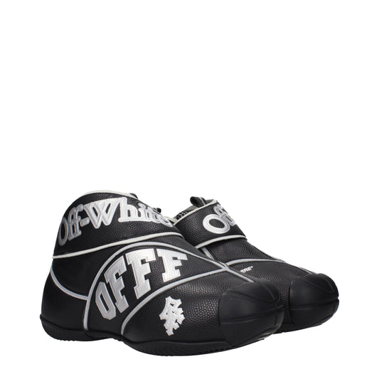 Off-White Schwarze Leder-High-Top-Sneaker