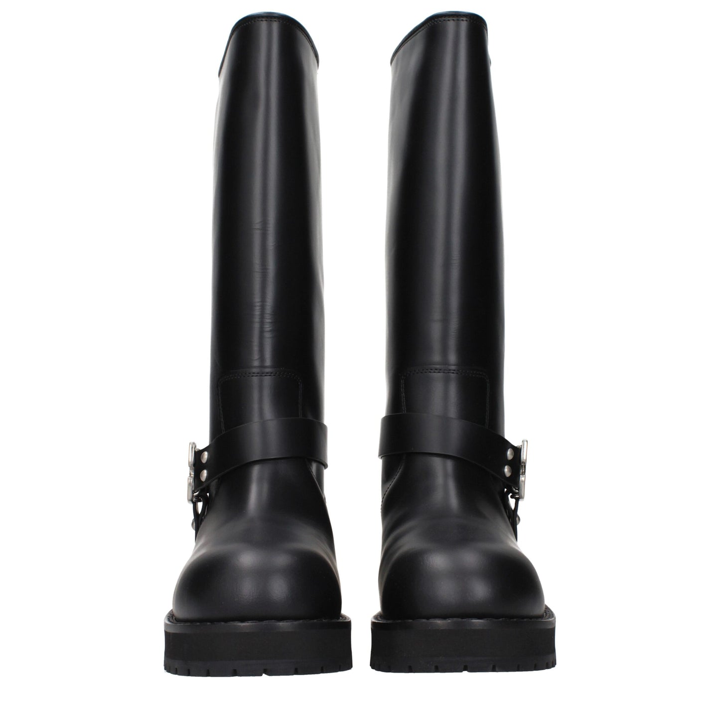 Off-White Schwarze Leder-Flachstiefel