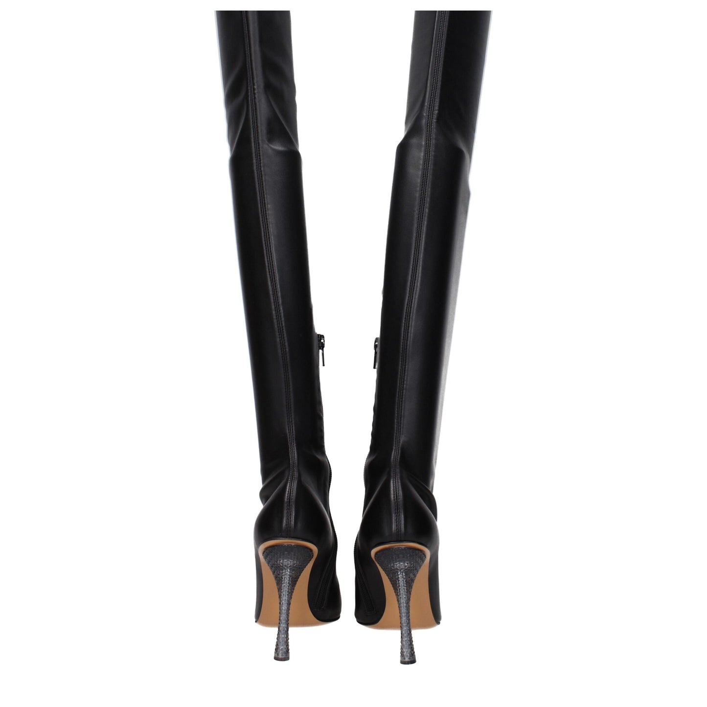 Off-White Schwarzes Leder Over The Knee