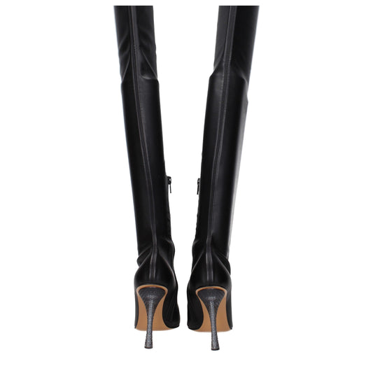 Off-White Schwarzes Leder Over The Knee