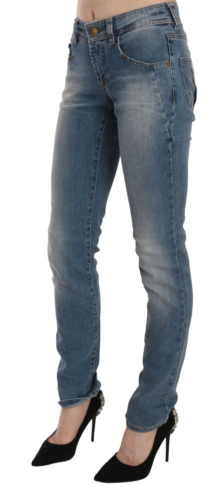 John Galliano Blau gewaschene Mid Waist Skinny Casual Denim-Hose