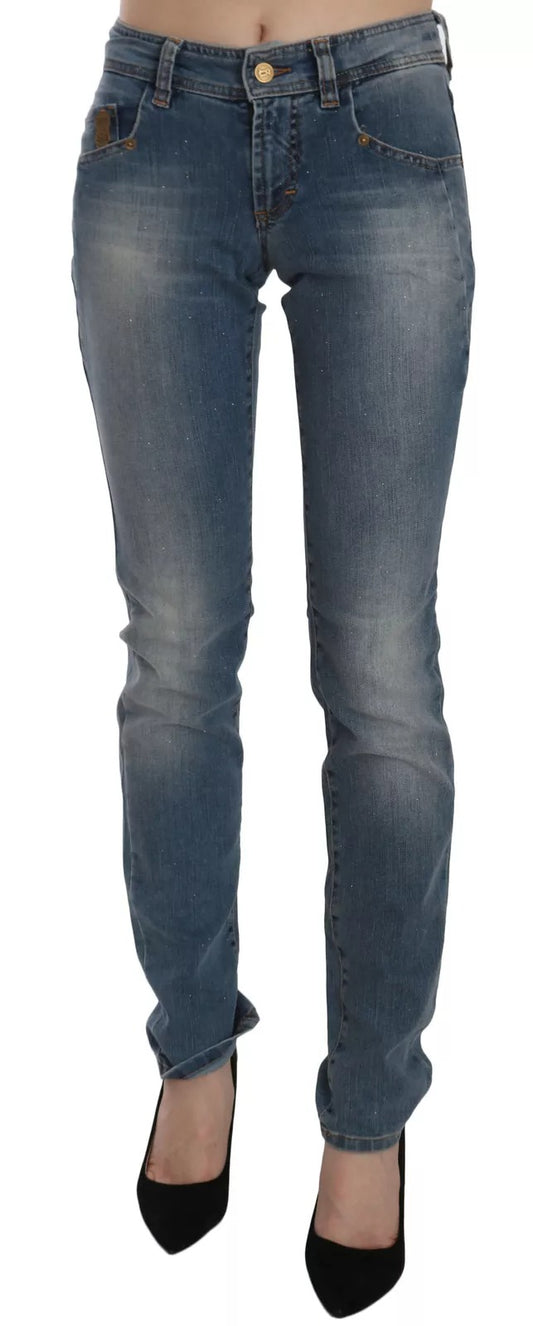 John Galliano Blau gewaschene Mid Waist Skinny Casual Denim-Hose