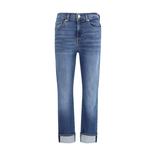 7FOR Entspannte Jeans aus blauem Baumwoll-Denim