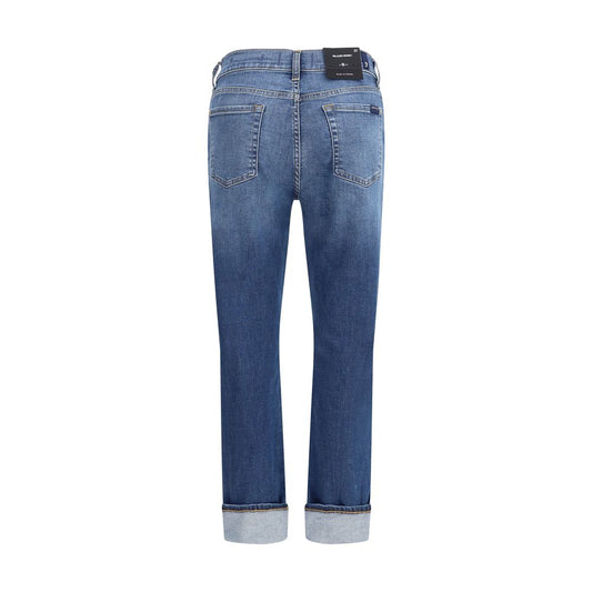 7FOR Entspannte Jeans aus blauem Baumwoll-Denim