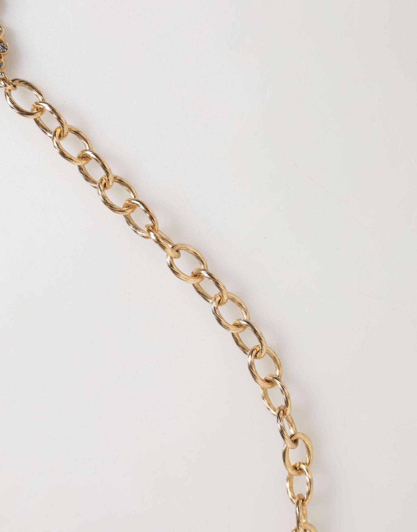 Dolce & Gabbana Gold Crystal Clock Anhänger Statement-Schmuck Halskette