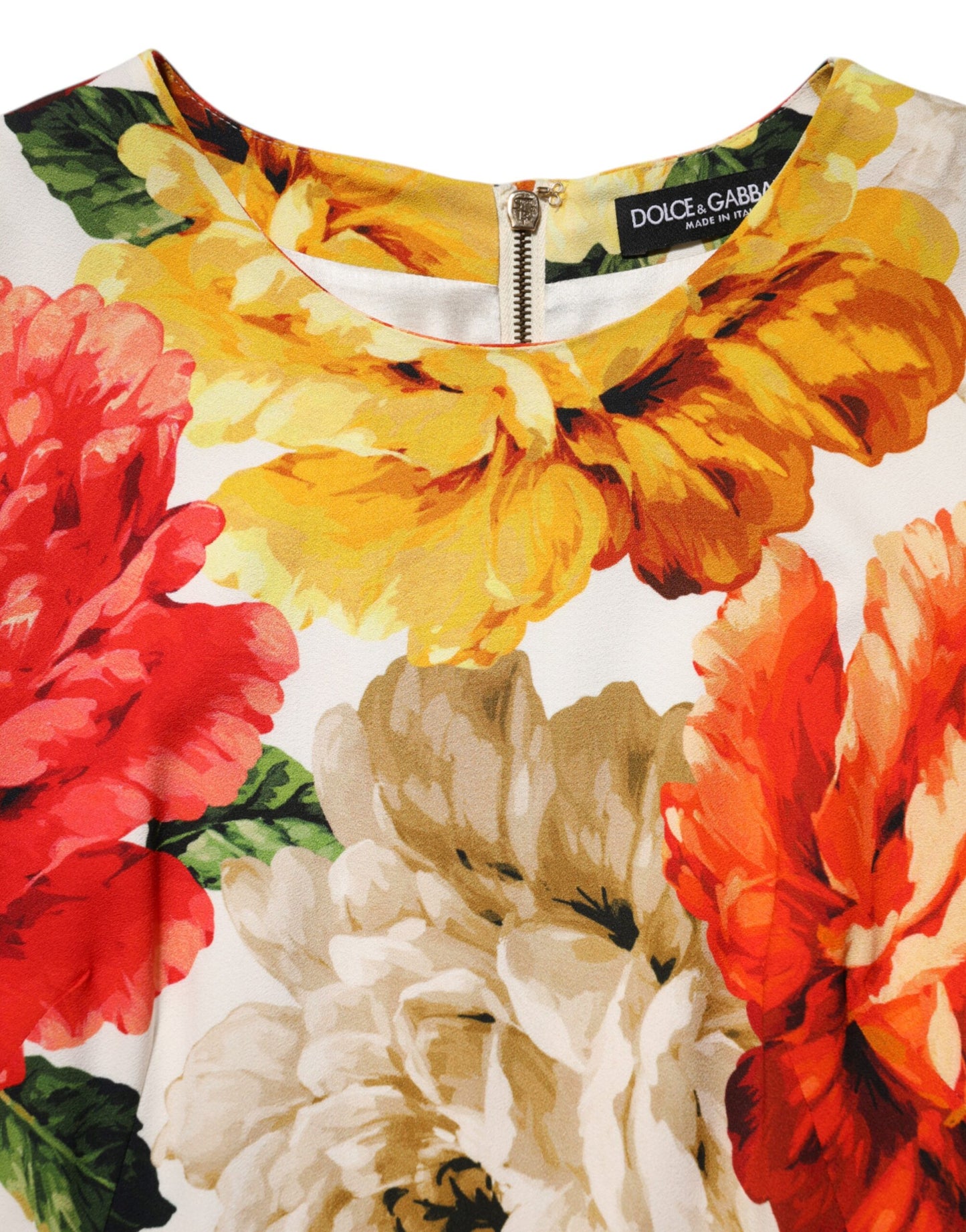 Dolce & Gabbana Multicolor Viskose Etuikleid mit Blumendruck