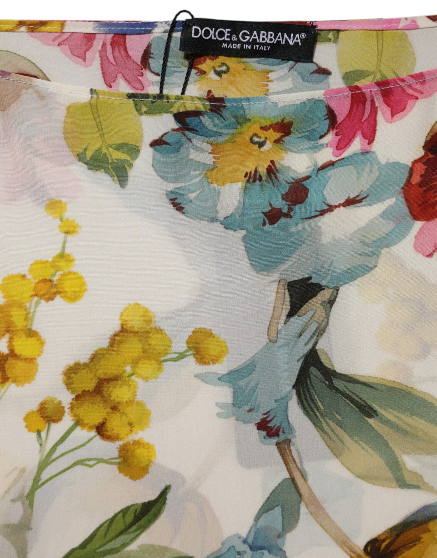 Dolce & Gabbana Weißes Seidenmantelkleid mit Blumenmuster und langem Kleid