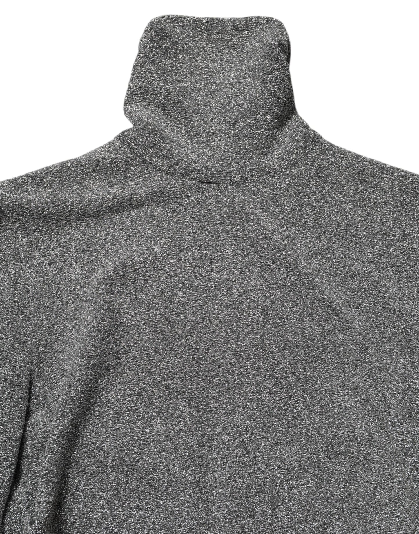 Dolce & Gabbana Graues Nylon Bodycon Etuikleid mit langen Ärmeln