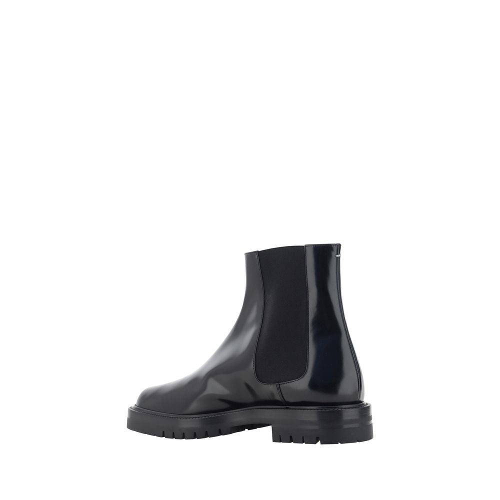 Margiela Schwarze Kalbshaut-Stiefeletten Bos Taurus im Chelsea-Stil