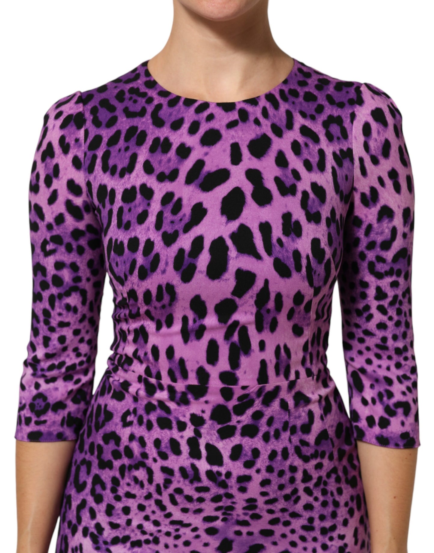 Dolce & Gabbana Violettes Leopardenmantel-Bodycon-Minikleid