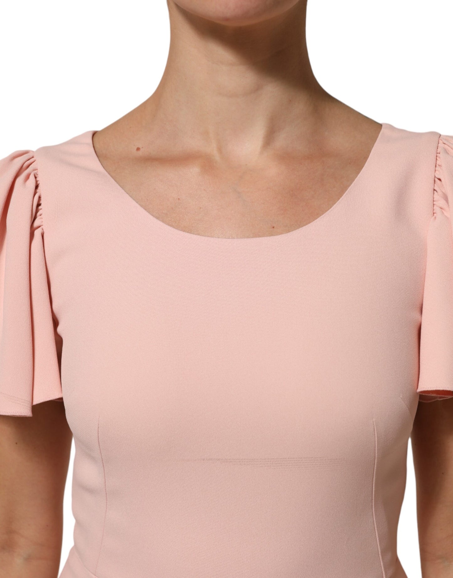 Dolce & Gabbana Rosa Viskose Kurze Ärmel Etuikleid Midikleid