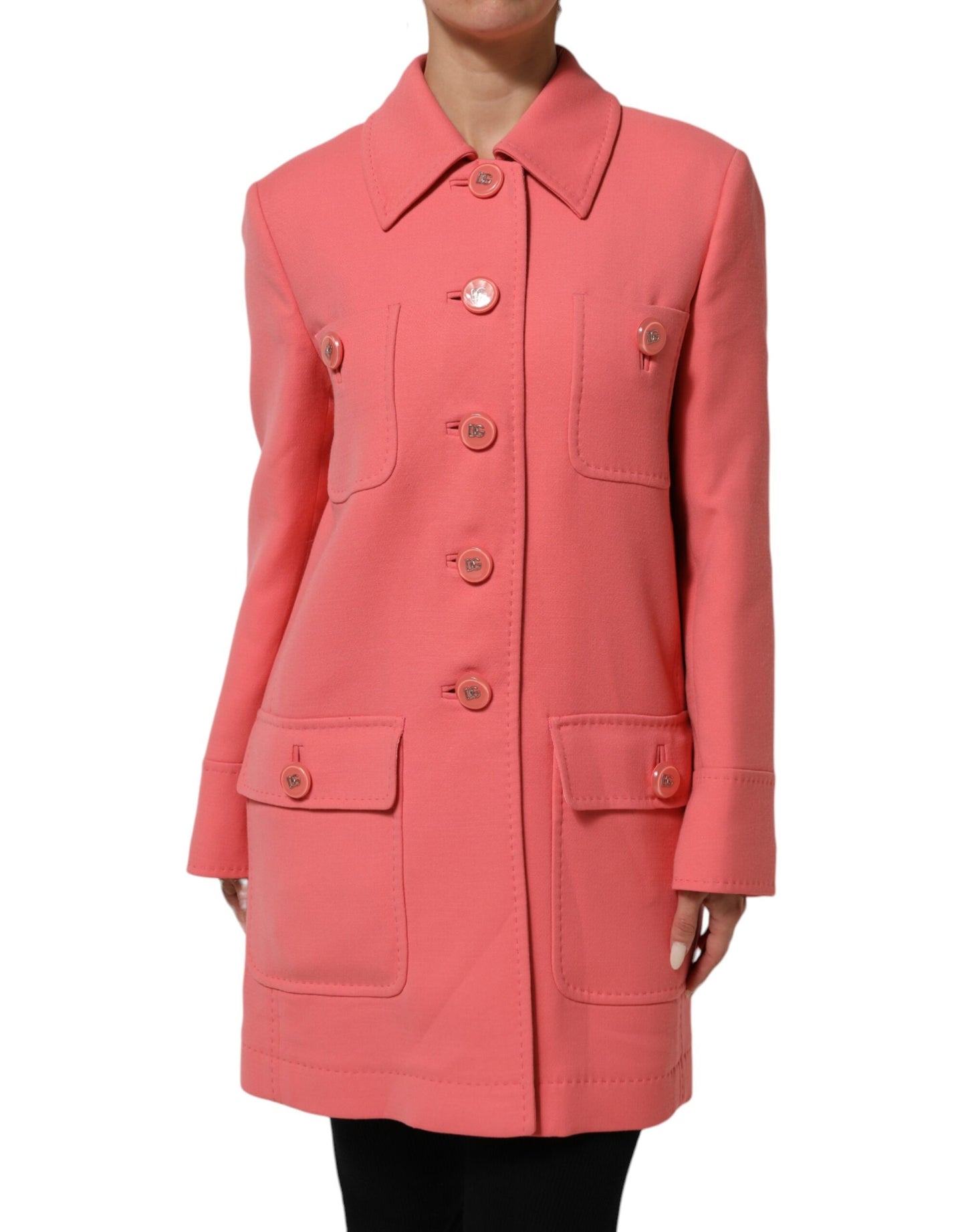 Dolce & Gabbana Rosa geknöpfter Trenchcoat Jacke