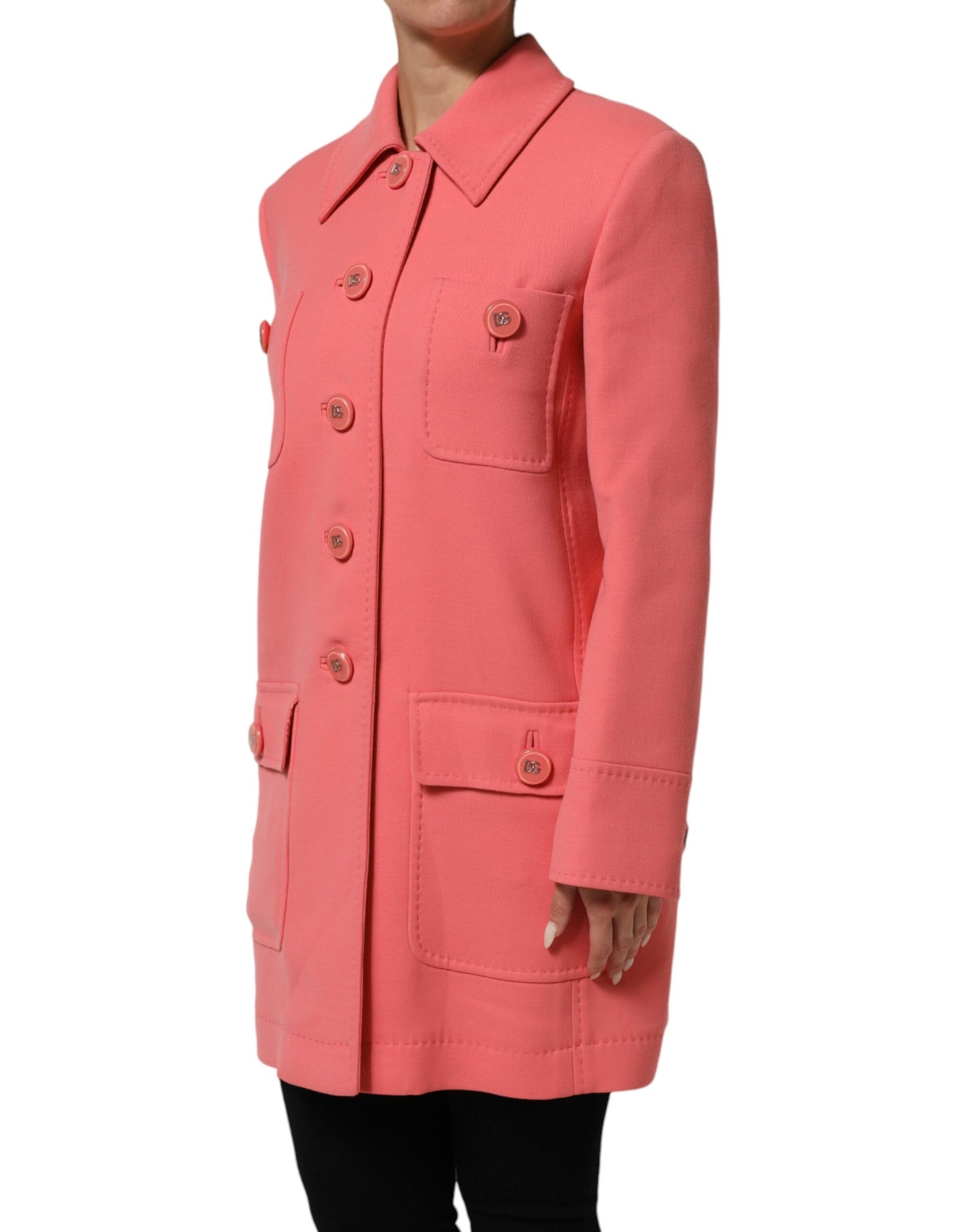 Dolce & Gabbana Rosa geknöpfter Trenchcoat Jacke