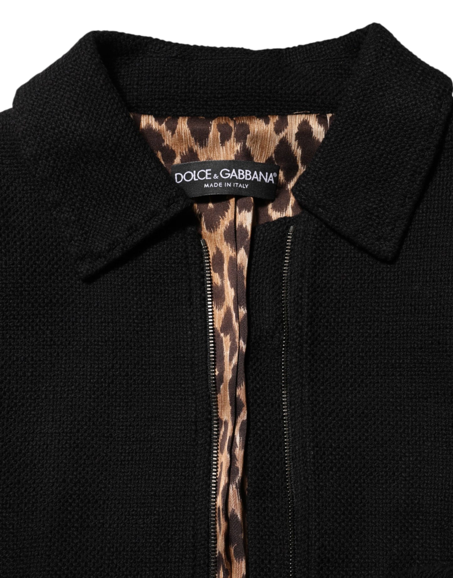 Dolce & Gabbana Schwarzer Baumwollmantel mit geteiltem Reißverschluss