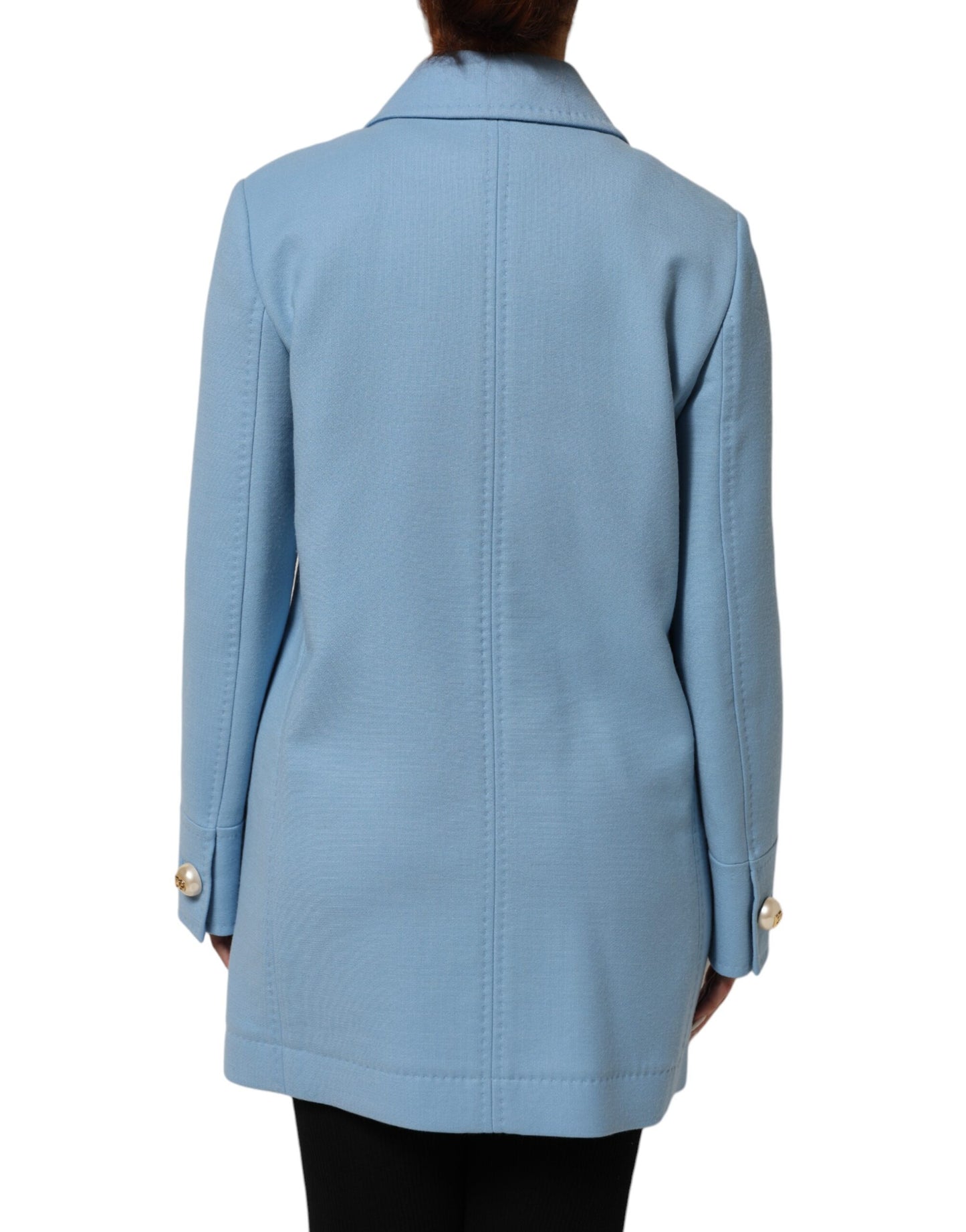 Dolce & Gabbana Blauer geknöpfter Trenchcoat Jacke