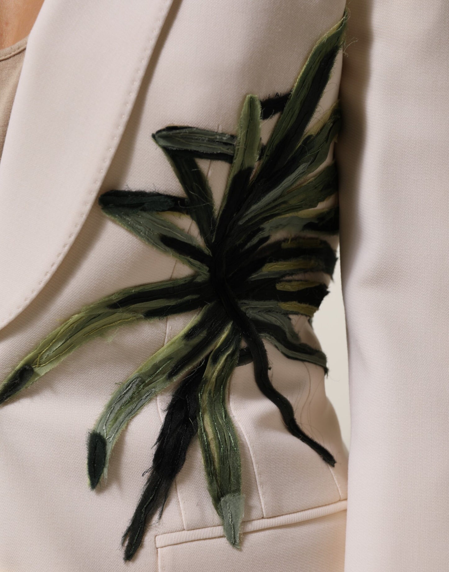 Dolce & Gabbana Beige bestickte einreihige Jacke