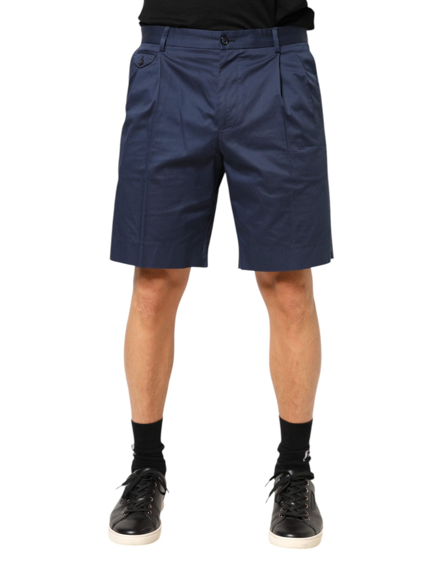 Dolce & Gabbana Blaue Bermuda-Shorts aus Baumwolle mit mittlerer Taille