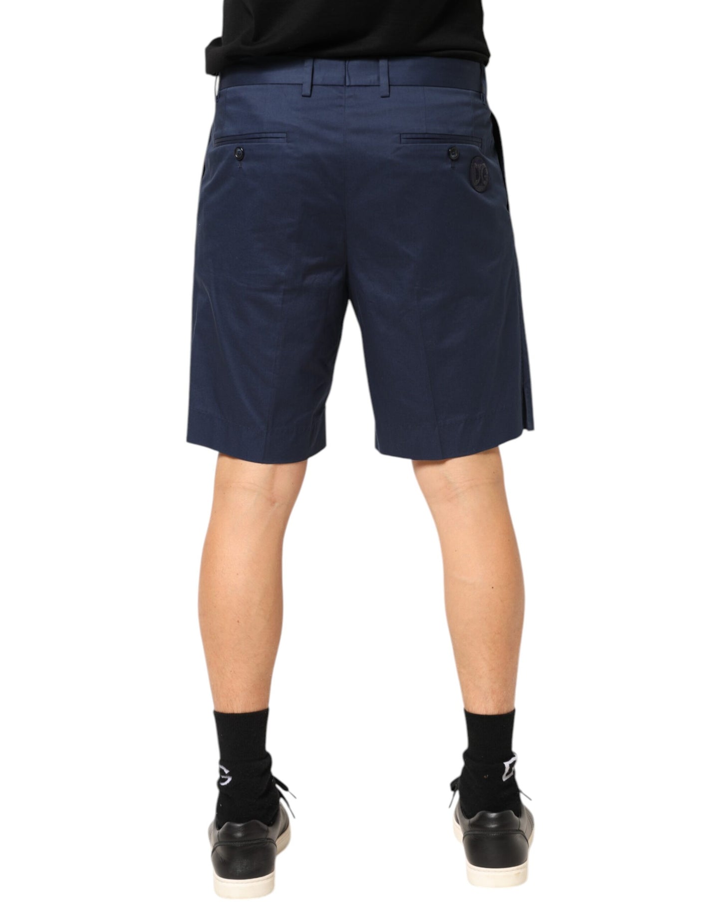 Dolce & Gabbana Blaue Bermuda-Shorts aus Baumwolle mit mittlerer Taille