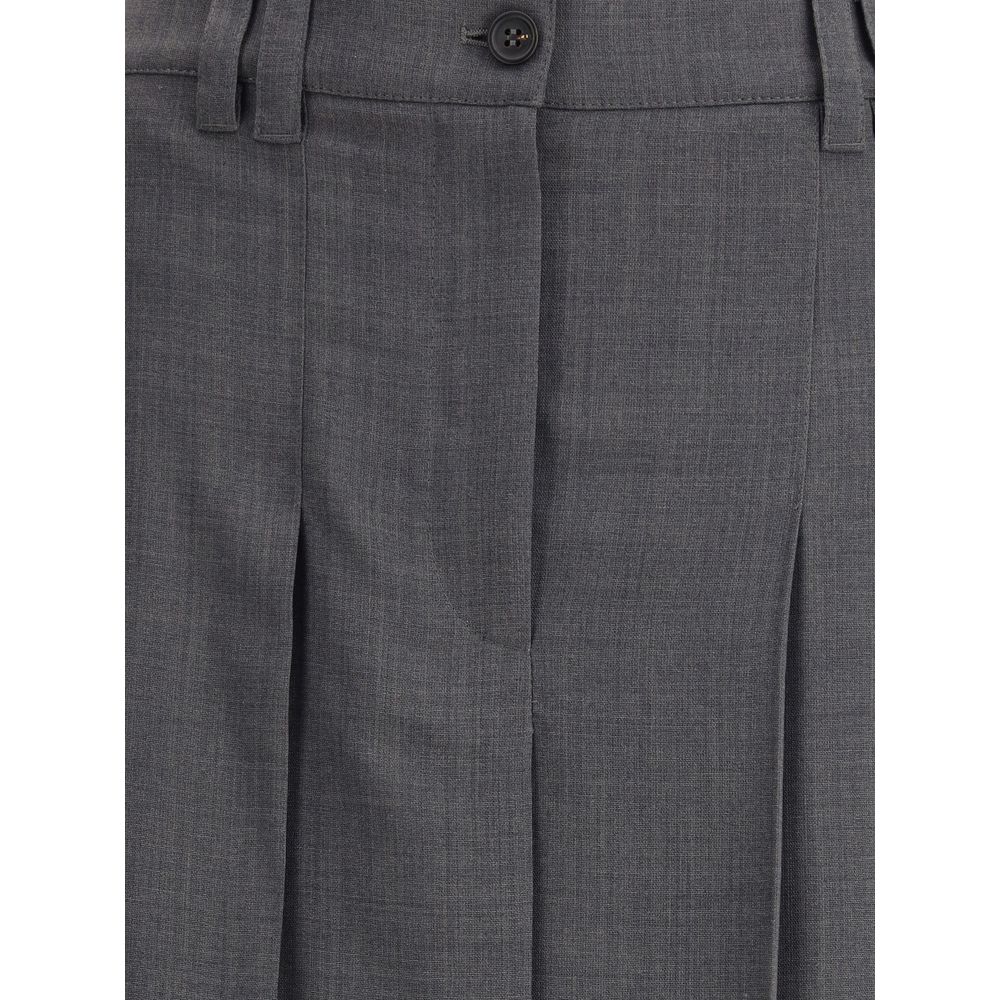 Brunello Cucinelli Elegante Graue Polyester Maxirock