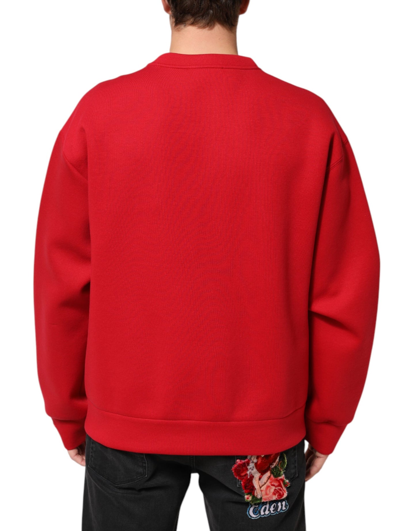Dolce & Gabbana Rot DG Logo Rundhalsausschnitt Männer Sweatshirt Pullover