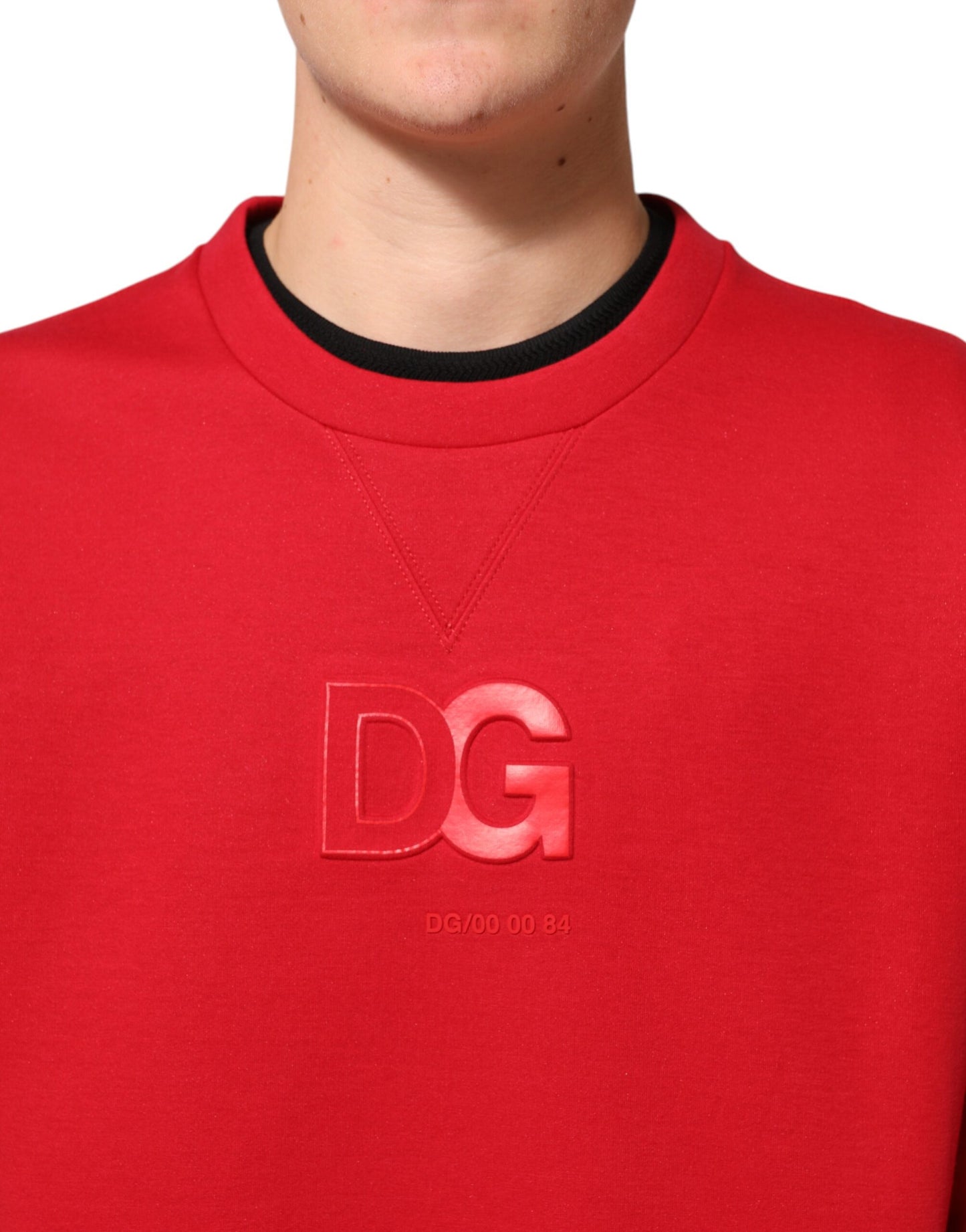Dolce & Gabbana Rot DG Logo Rundhalsausschnitt Männer Sweatshirt Pullover