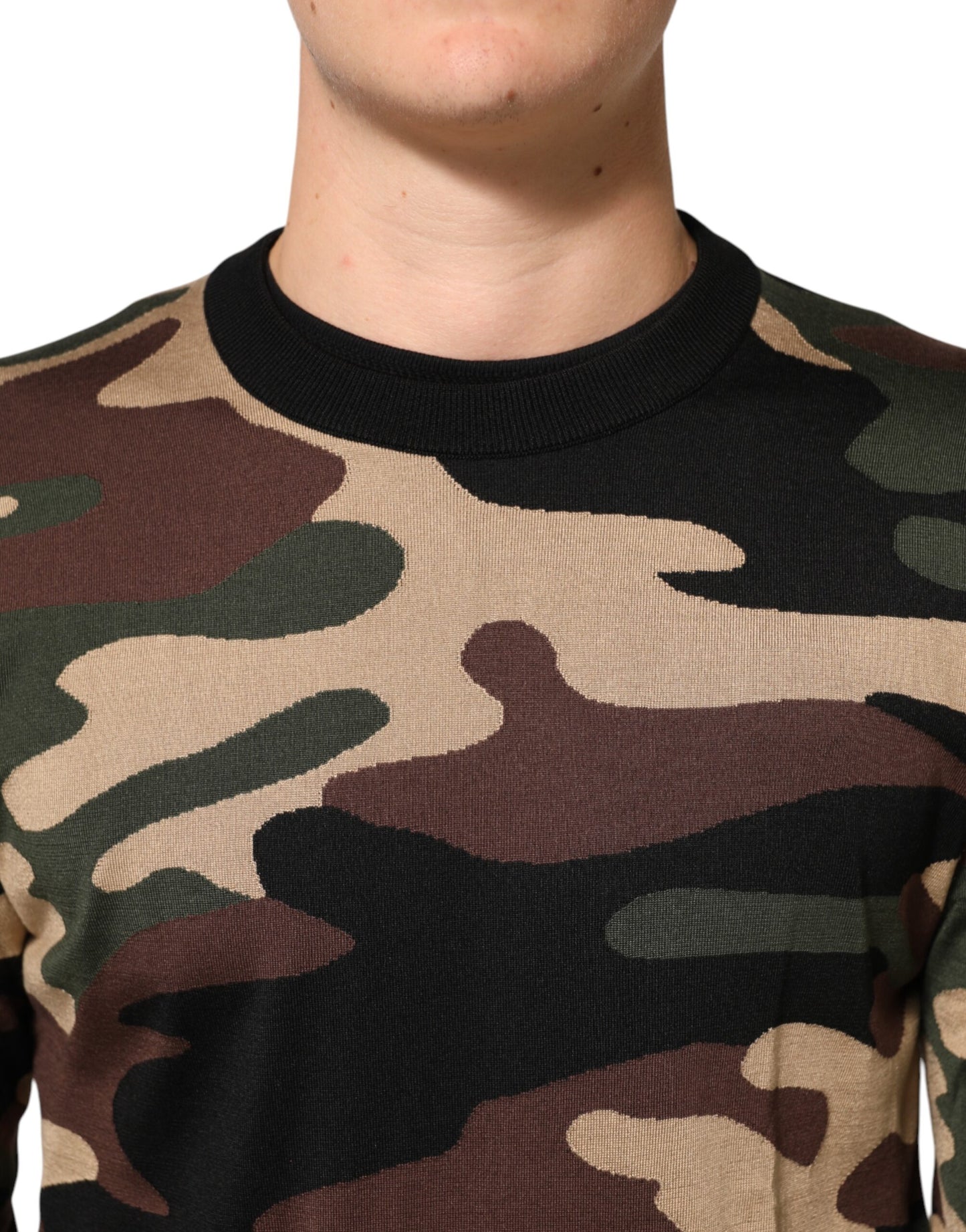 Dolce & Gabbana Multicolor Camouflage Rundhalsausschnitt Männer Pullover Pullover