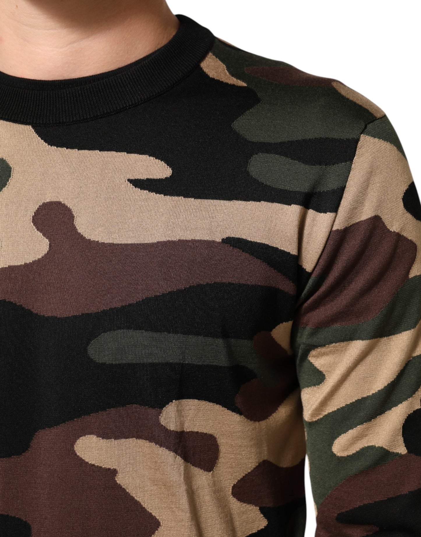 Dolce & Gabbana Multicolor Camouflage Rundhalsausschnitt Männer Pullover Pullover