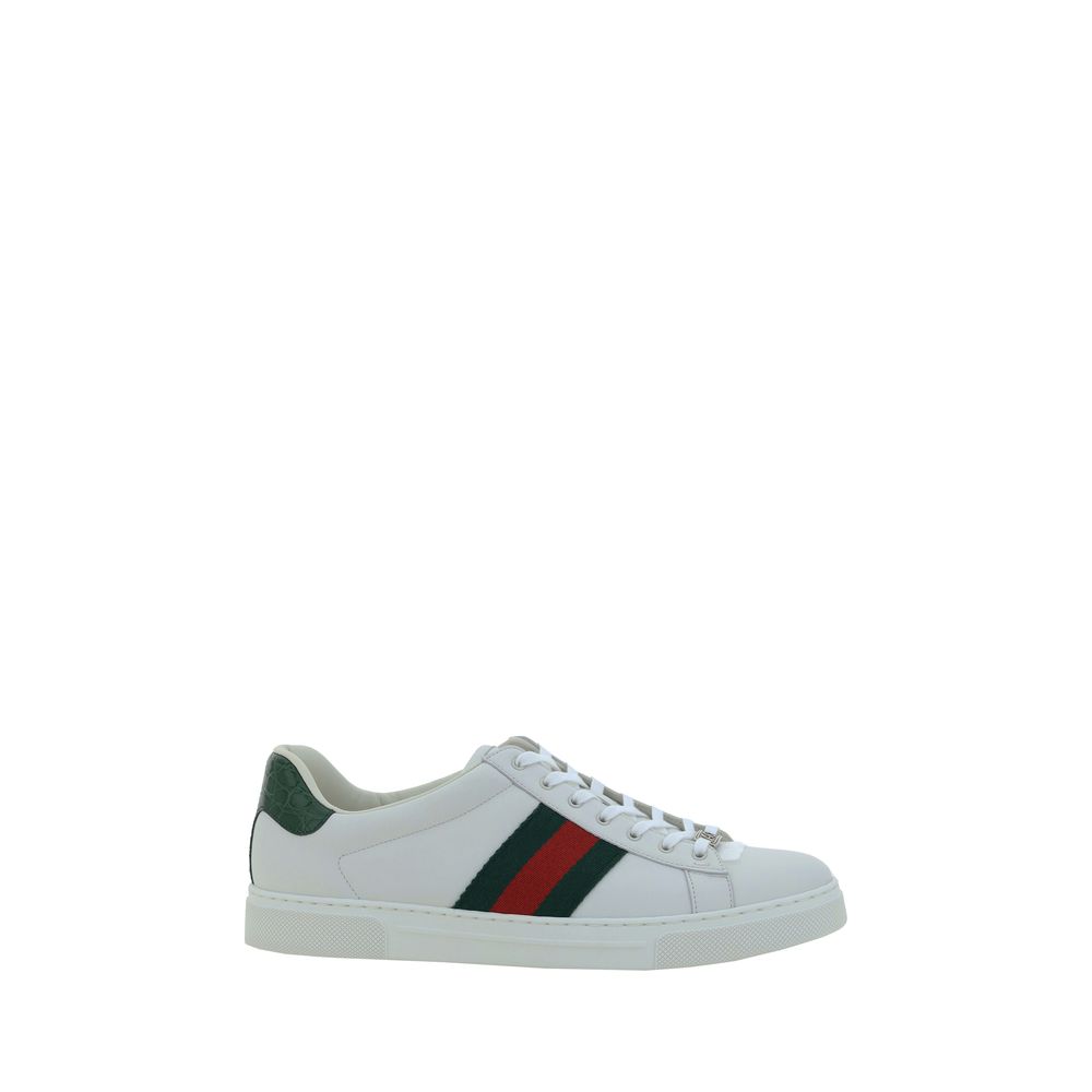 Gucci Weiße Kalbshaut Bos Taurus Sneakers mit niedrigem Schaft