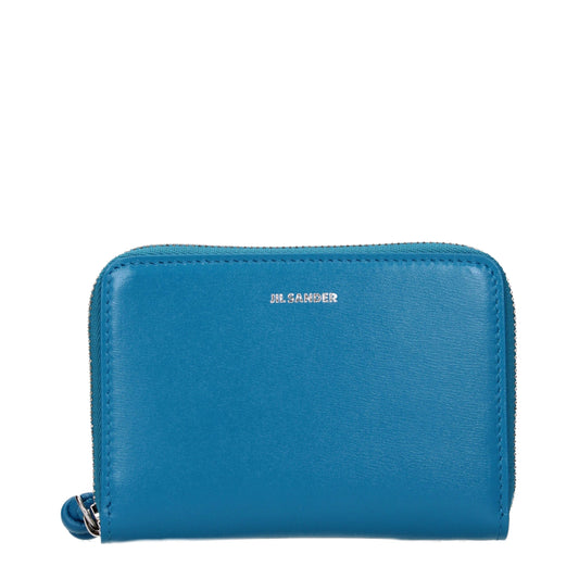 Jil Sander Blaue Leder-Geldbörse