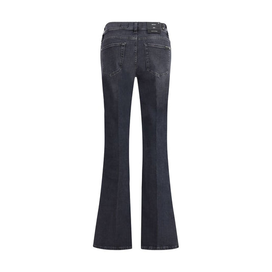 7FOR Schwarze Baumwoll-Bootcut-Jeans