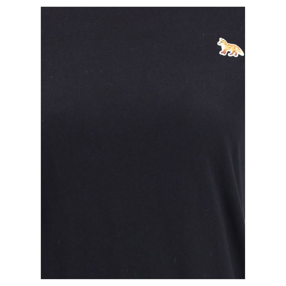 Maison Kitsuné Schwarzes Baumwoll-T-Shirt