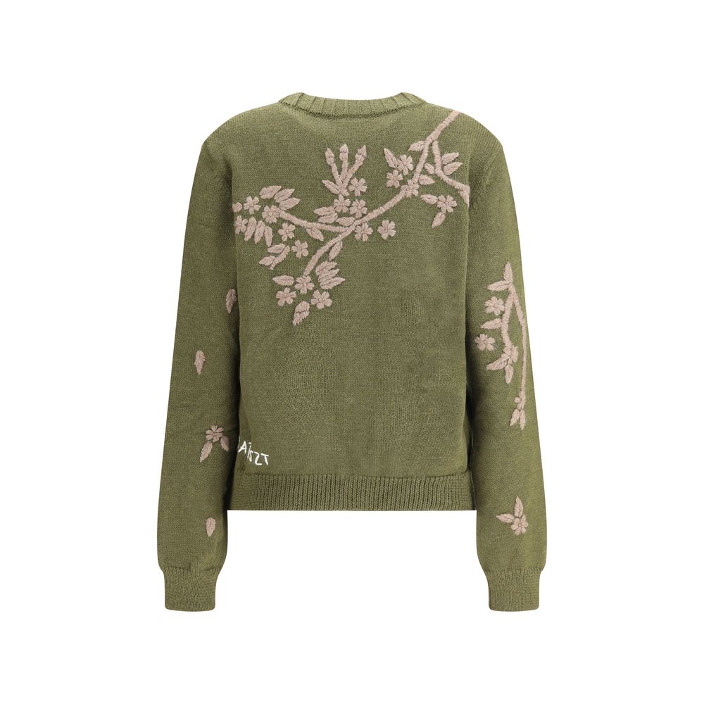 Baziszt Grüner Alpaka-Cardigan aus Vicugna Pacos