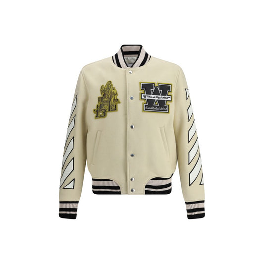 Off-White Bomberjacke aus Cremefarbenem Polyamid