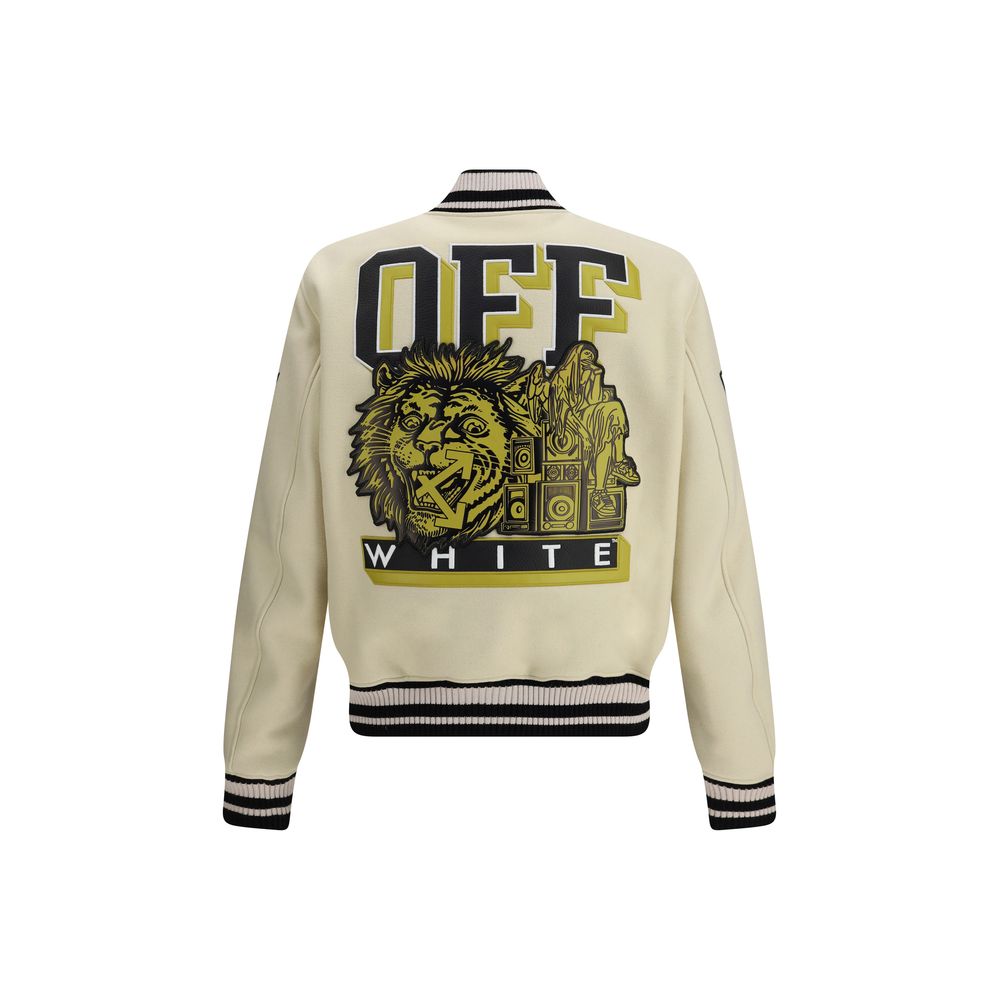 Off-White Bomberjacke aus Cremefarbenem Polyamid