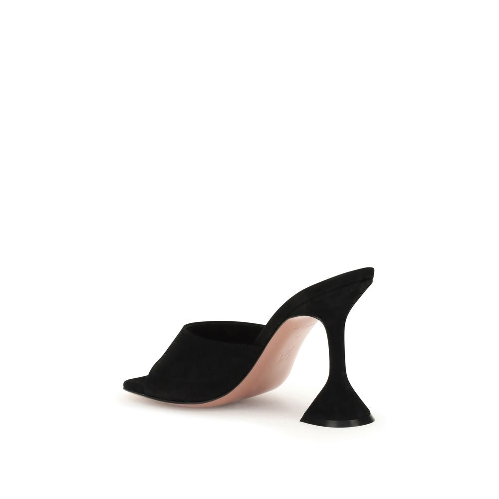 Amina Muaddi Schwarze Stilettosandalen aus Kalbsleder Bos Taurus