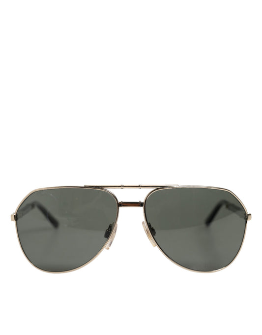 Dolce & Gabbana DG2106K Schwarze Sonnenbrille mit vergoldetem Metallrahmen und polarisierten Gläsern