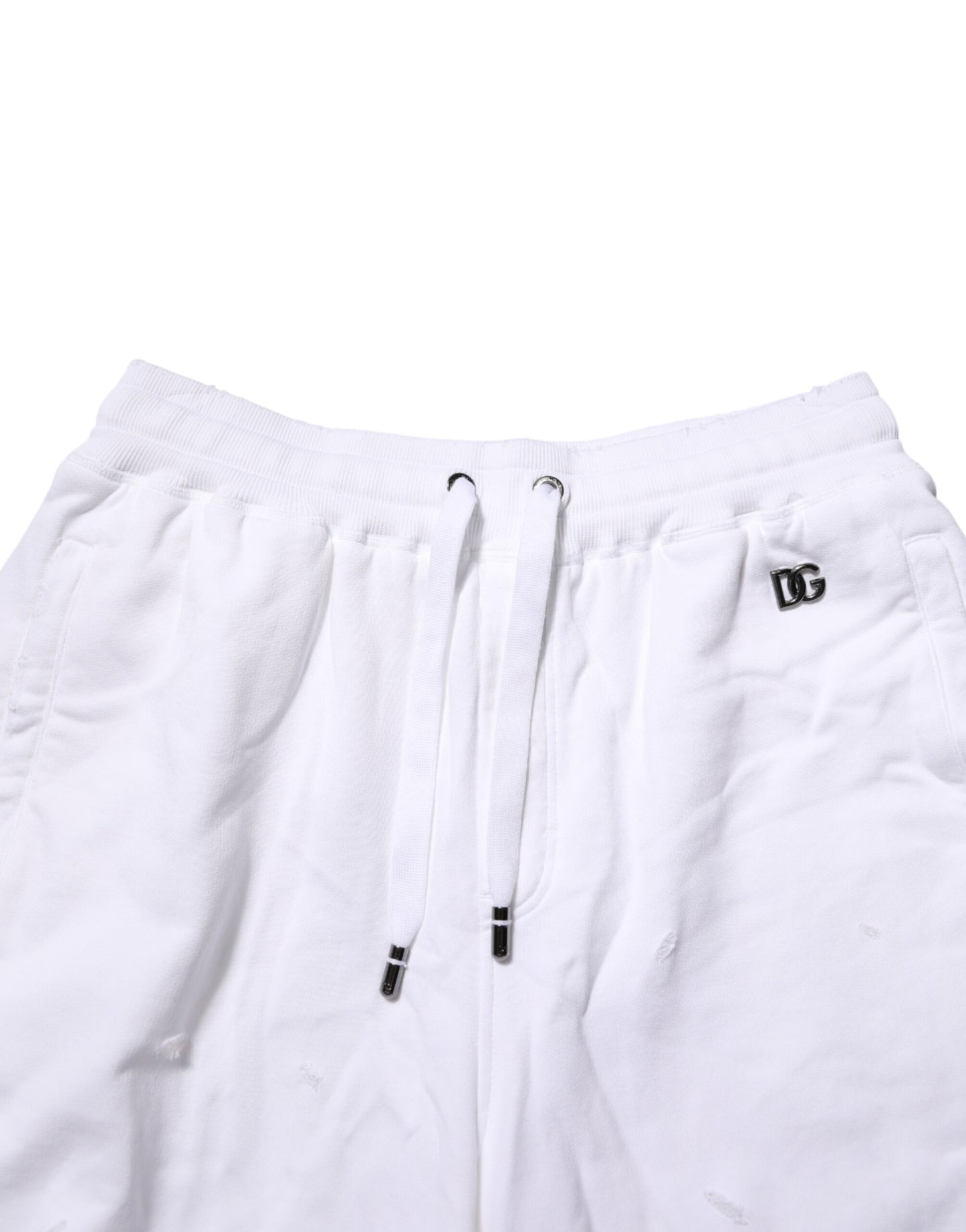 Dolce & Gabbana Weiße Destroyed-Look Baumwoll-Bermuda-Shorts für Herren
