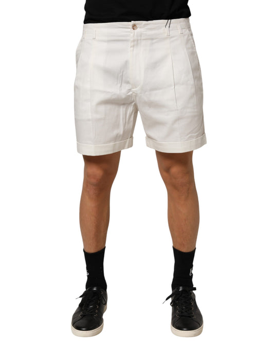 Dolce & Gabbana Weiße Baumwoll-Bermuda-Shorts für Herren mit mittelhohem Bund