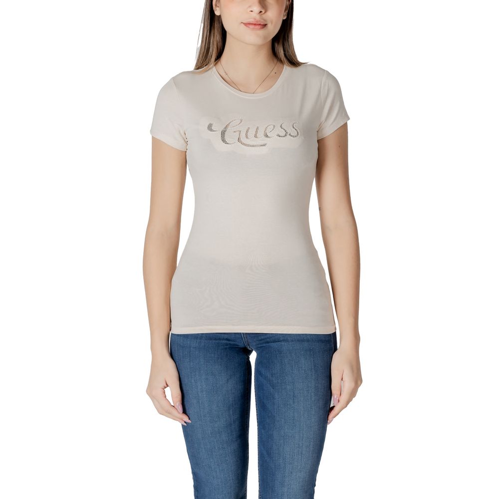 Guess Beigefarbenes Baumwoll-T-Shirt