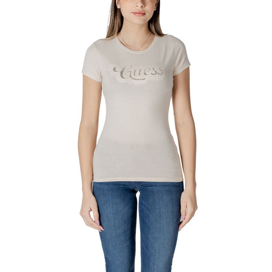 Guess Beigefarbenes Baumwoll-T-Shirt