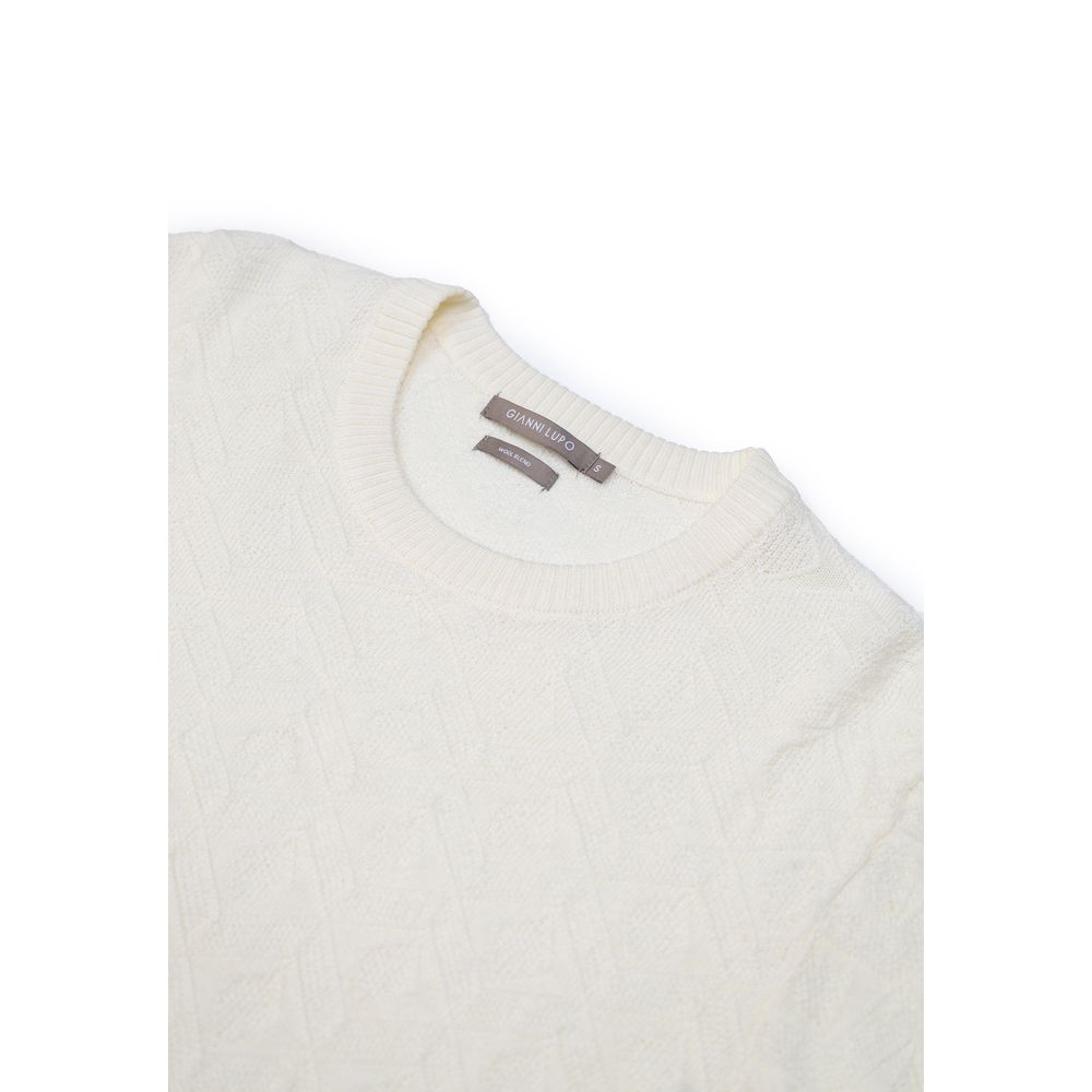 Gianni Lupo Cremefarbenes Marabou-Sportoberteil