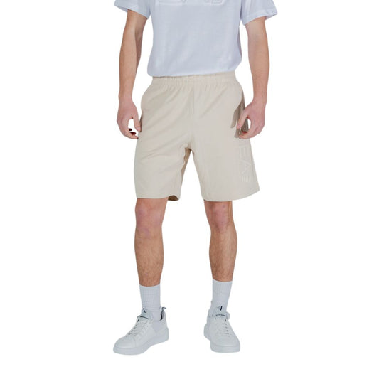 EA7 Emporio Armani Beige Baumwoll-Bermuda-Shorts