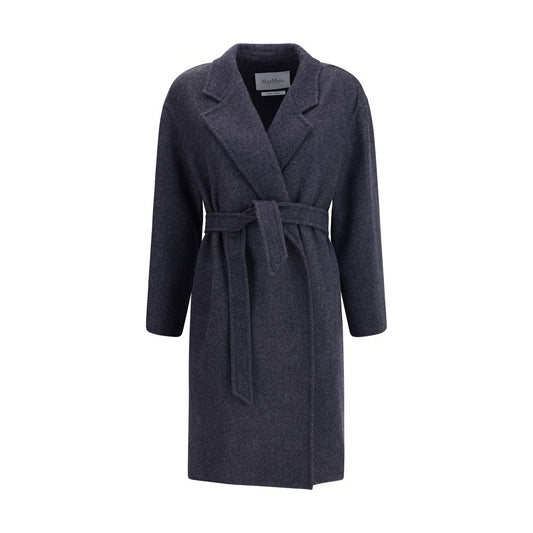 Max Mara Blauer Wollmantel mit Denim-Effekt